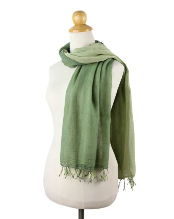 Jade Green Duet 2-in-1 Hand-woven Cotton Reversible Scarf